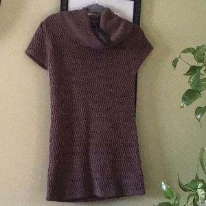 Stambecco cowl neck, Alpaca blend, length top of thigh, cap sleeve sweater. New